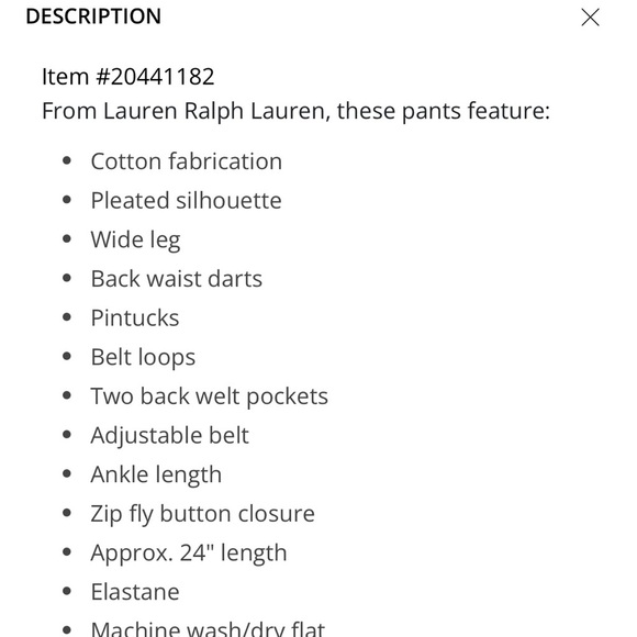 Lauren Ralph Lauren wide leg belted Capri SZ 6 - Picture 3 of 8